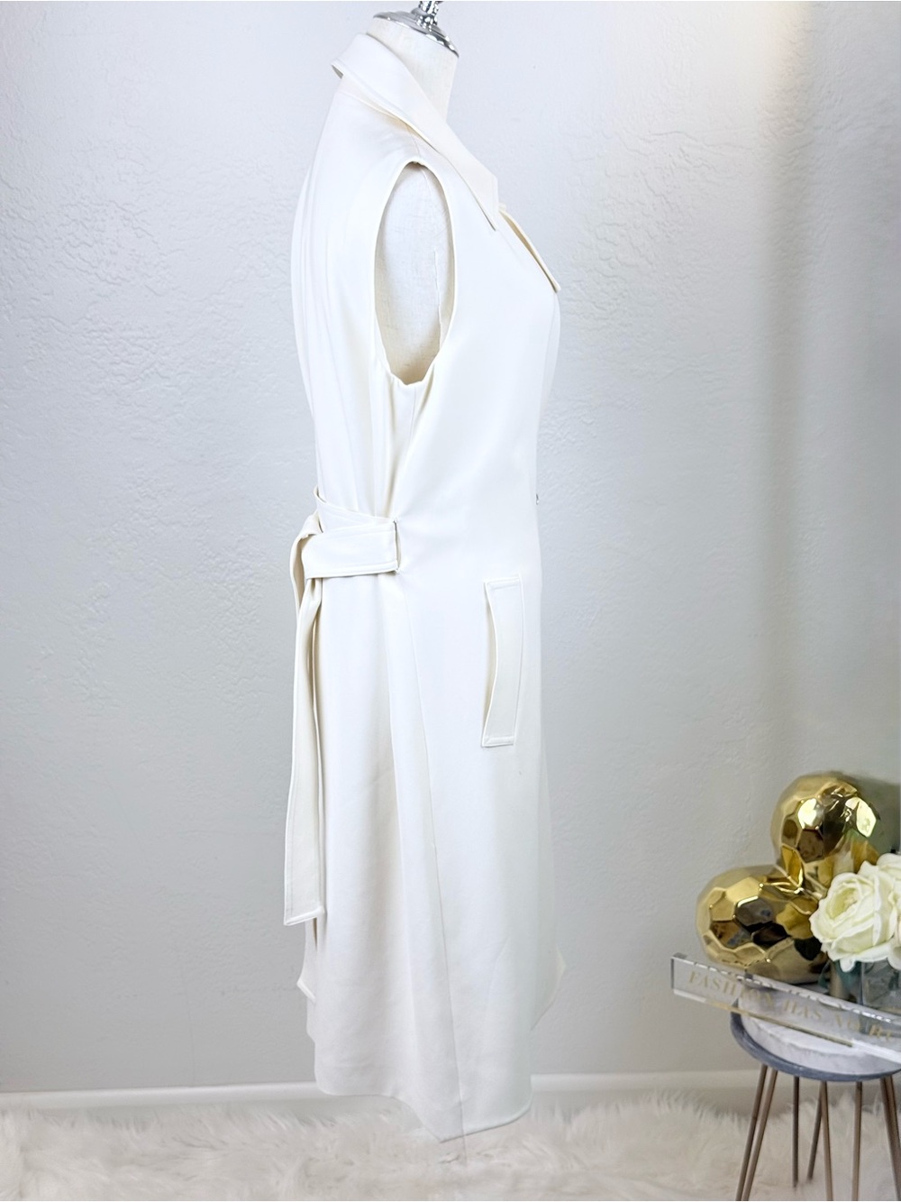 CLASSIC Theory Oak Lane Admiral Crepe Sleeveless Trench Coat Duster Cream Sz:S - Picture 11 of 11